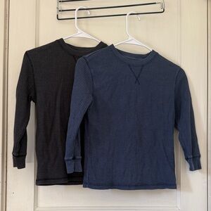 Wonder Nation Boys Size 6/7 Long Sleeve Thermal Shirts - Charcoal and Navy